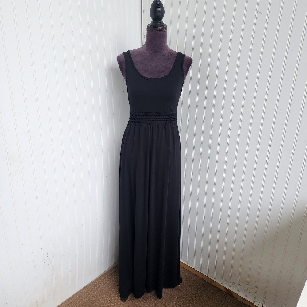 Mudd Sleeveless Maxi jersey knit Dress Women’s Black Mid crochet Fairy Grunge S